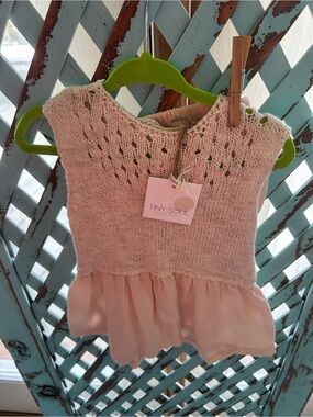 Pink Knit & Chiffon Baby Dress
